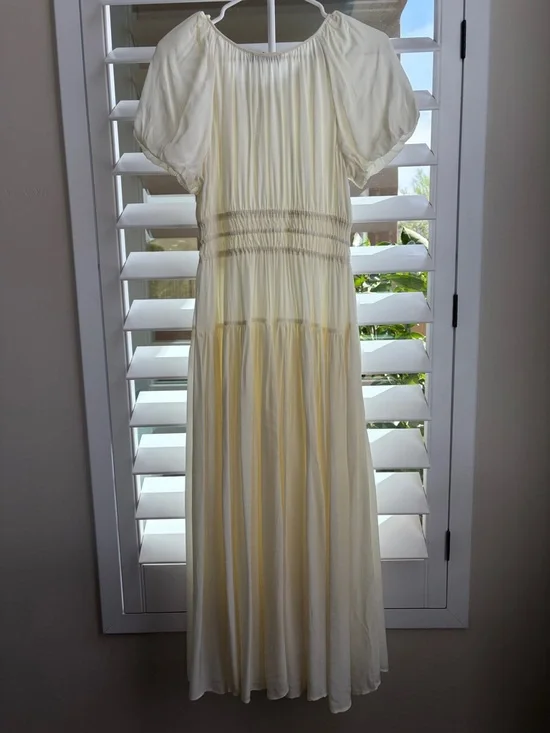 Jcrew Elena dressElegant Cream Maxi Dress with Smocked Waist - Picture 5 of 5